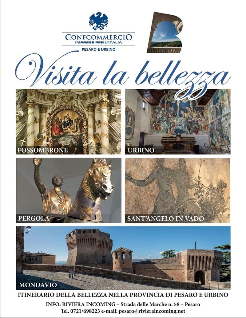 La locandina degli Itinerari della Bellezza di Pesaro-Urbino