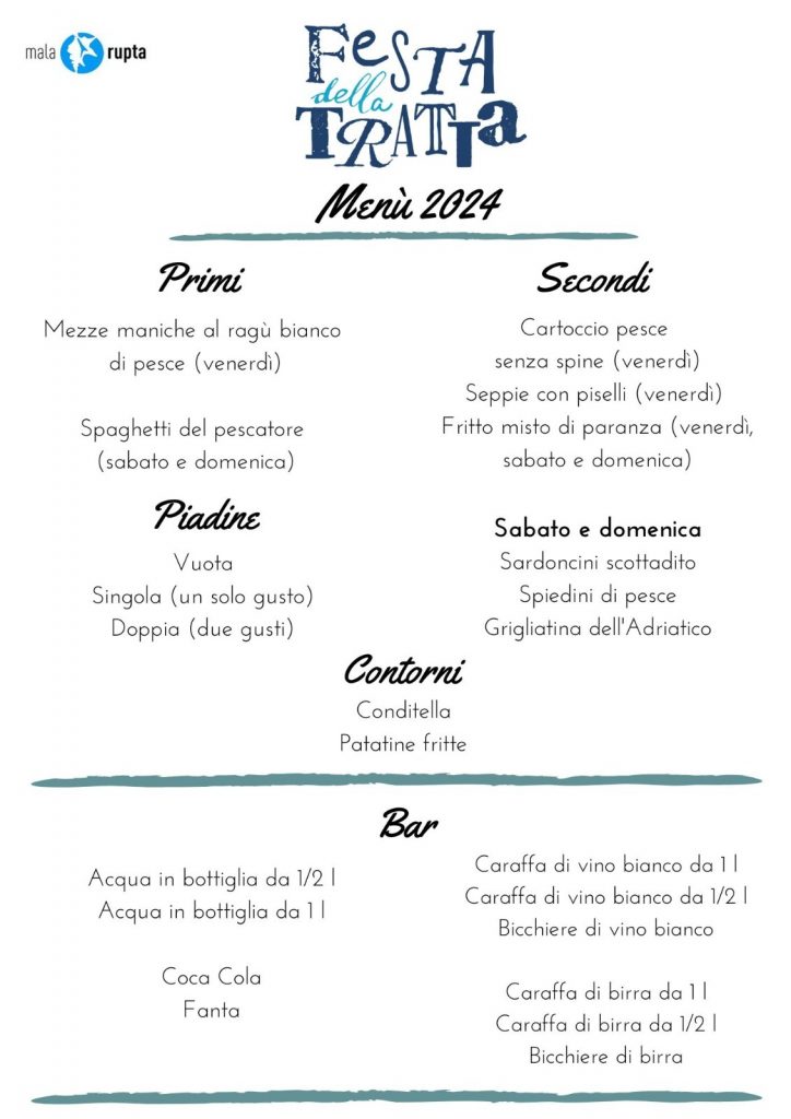 Festa della tratta 2024 menu